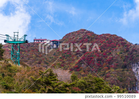 Scenery seen from the Unzen Nita Pass Ropeway area ``Unzen Nita Pass, Nagasaki Prefecture'' Clear autumn foliage scenery 99510089
