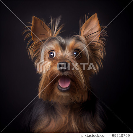 Cute funny shocked yorkshire terrier dog 99510709