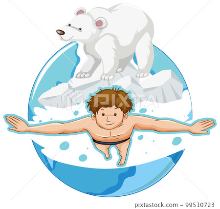 People swimming in the frozen ice pond 99510723