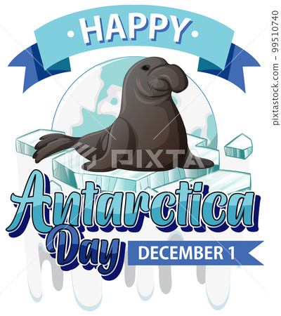 Antarctica day text with dugong 99510740