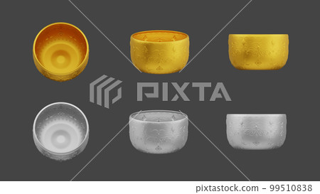 set of element of gold and silver bowl from image traced 3d. songkran festival thailand travel. set of element of gold and silver bowl from image traced 3d. songkran festival thailand travel. 99510838