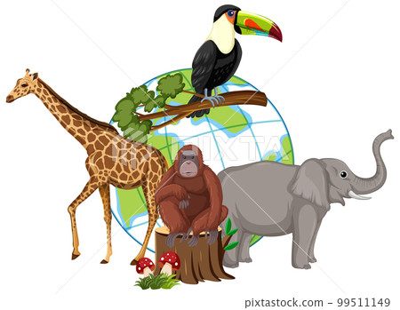 Animals standing on earth planet 99511149