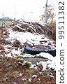vacant lot covered with snow 99511382