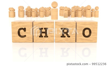 職稱 CHRO 烙印在木塊和木圖上（3D 渲染） 99512236