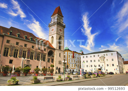 Beautiful city along the Danube 99512693