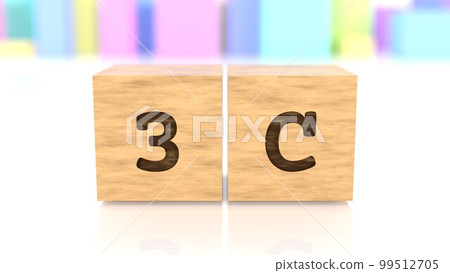 3C letters and colorful cubes printed on wooden blocks 3C letters and colorful cubes printed on wooden blocks 99512705