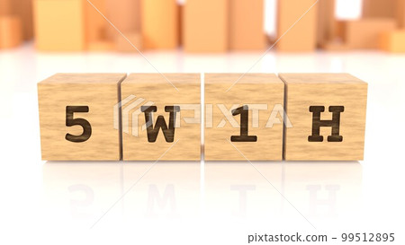 印在木塊上的5W1H字符 99512895