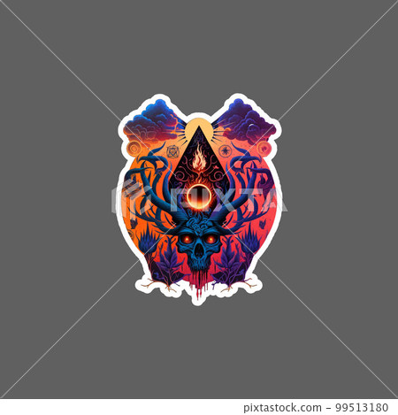 Devil skull sacred geometry sticker 99513180