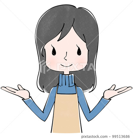 一個穿著圍裙的女人的插圖 一個穿著圍裙的女人的插圖 99513686
