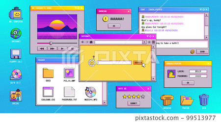 Retro Software Window Retro software windows on computer desktop - Stock Illustration ...