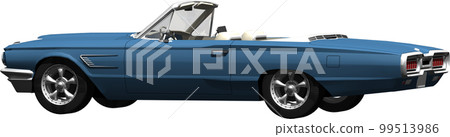 汽車 1964 福特，Thunderbird 敞篷車剪紙圖像插圖 99513986