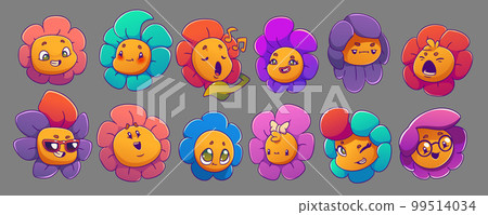 Cute daisy flower face emotions isolated vector 99514034