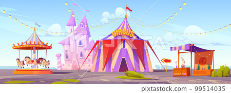 Cartoon amusement park, vector illustration 99514035