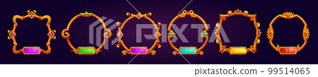 Set of round golden avatar frames 99514065
