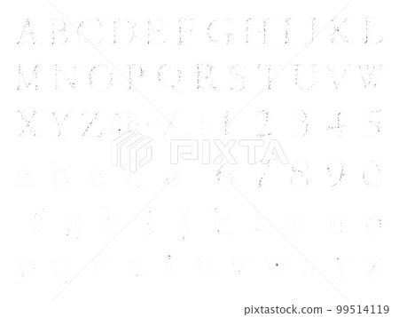模糊的白色郵票字母,Mincho 字體切口集 模糊的白色郵票字母,Mincho 字體切口集 99514119