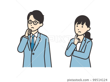 插圖素材集憂心忡忡的商務人士(男女) 插圖素材集憂心忡忡的商務人士(男女) 99514124