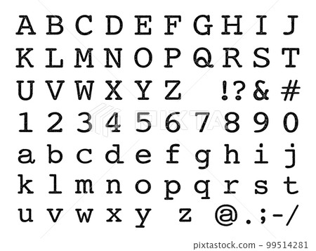 Faded black stamped letters, round typewriter cutout set 99514281