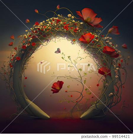 Background with a Wreath Adorned with Delicate Flowers Background with a Wreath Adorned with Delicate Flowers 99514421