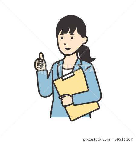 一個穿著西裝的女人拿著文件擺好姿勢的插圖素材 一個穿著西裝的女人拿著文件擺好姿勢的插圖素材 99515107