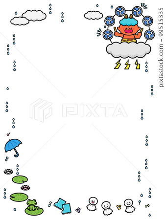 Illustration frame Rai-sama and rainy day motif Illustration frame Rai-sama and rainy day motif 99515335