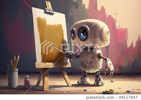 The robot draws a picture. Generative AI. The robot draws a picture. Generative AI. 99517047
