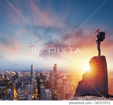 Businessman looking to the future for new business opportunities Businessman looking to the future for new business opportunities 99517072