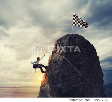 Businessman try to reach the goal. Difficult career concept Businessman try to reach the goal. Difficult career concept 99517079