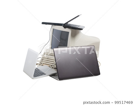 Image of stacked computers. concept of internet sharing and technology 99517469