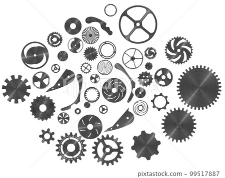 Pieces of gears. teamwork, partnership and integration concept. 3d rendering Pieces of gears. teamwork, partnership and integration concept. 3d rendering 99517887
