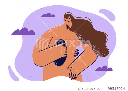 Unhappy woman with body hole suffers emotional trauma after breaking up with boyfriend 99517924