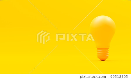 Yellow bulb On yellow background isolated. Space on side for text or banners. Designed in minimal concept. Yellow bulb On yellow background isolated. Space on side for text or banners. Designed in minimal concept. 99518505
