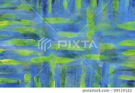Blue-green abstract background in acrylic paint on textured canvas. Blue-green abstract background in acrylic paint on textured canvas. 99519182