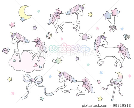 Unicorn illustration material set cute 99519518