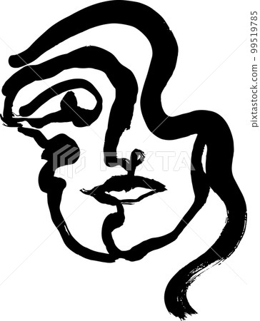 Abstract Girl Line Art Rough Dry Brush Portrait 99519785