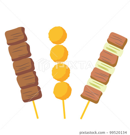 Fair illustration: grilled skewers, beef skewers, yakitori, meatballs 99520134