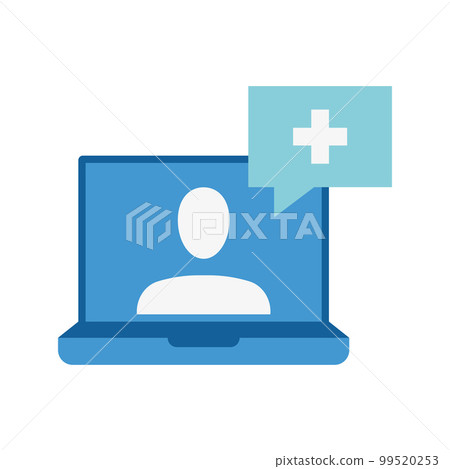 Online doctor speaking during virtual remote consultation. Internet medical advice, health help. Online doctor speaking during virtual remote consultation. Internet medical advice, health help. 99520253