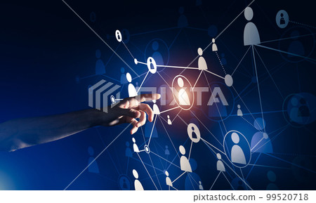 Creating modern wireless technologies as means of communucation and networking on dark background Creating modern wireless technologies as means of communucation and networking on dark background 99520718