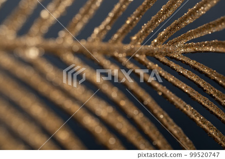 Gold palm leaf on black background Gold palm leaf on black background 99520747