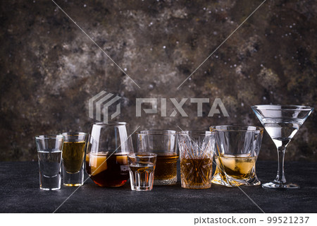 Assortment of various strong alcohol drinks Assortment of various strong alcohol drinks 99521237