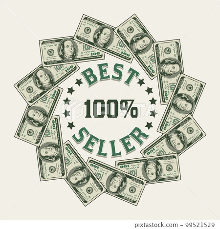 Circular money frame with US dollar bills, copy space, copy placement. Logo, emblem, badge for advertisement, sale, offer, discount, winner award, congratulations Circular money frame with US dollar bills, copy space, copy placement. Logo, emblem, badge for advertisement, sale, offer, discount, winner award, congratulations 99521529