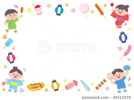 Illustration frame children at the summer festival Illustration frame children at the summer festival 99522078