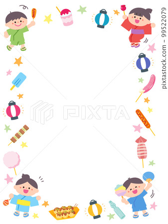 Illustration frame children at the summer festival 99522079