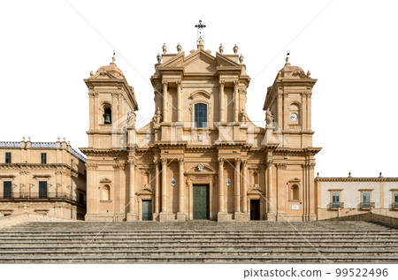 Noto Cathedral Isolated on White Background - Sicily Island Italy 99522496
