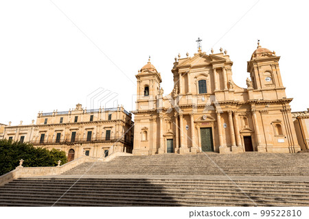 Noto Cathedral Isolated on White Background - Sicily Island Italy 99522810