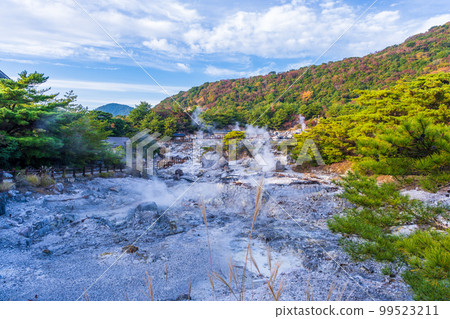 雲仙地獄風景“蒸汽和硫磺岩”“長崎縣雲仙市雲仙地獄風景” 99523211