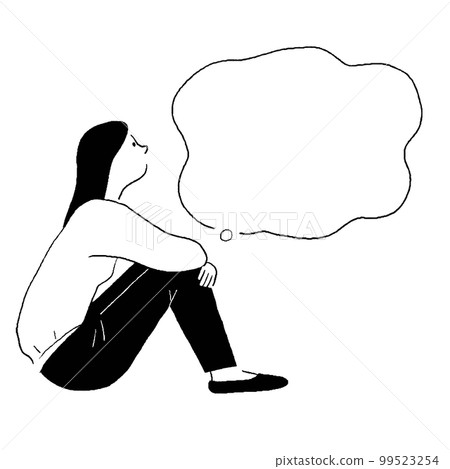 一個坐著的女人的矢量線圖 99523254