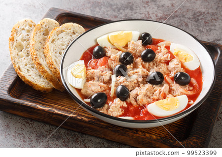 Murcian salad, easy, rich, healthy and fresh to eat in summer closeup on the plate. Horizontal 99523399