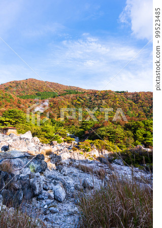 Scenery of Unzen Hell Autumn leaves scenery "Steam and sulfur rock" Unzen City, Nagasaki Prefecture Scenery of Unzen Hell 99523485