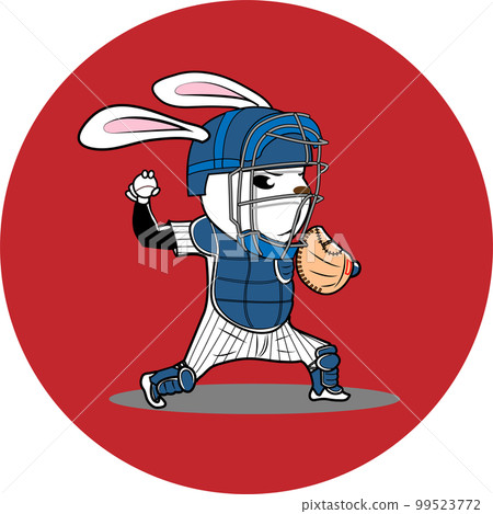 Rabbit baseball player and catcher 99523772