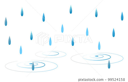 落雨和漣漪蔓延的水坑插圖素材 99524158